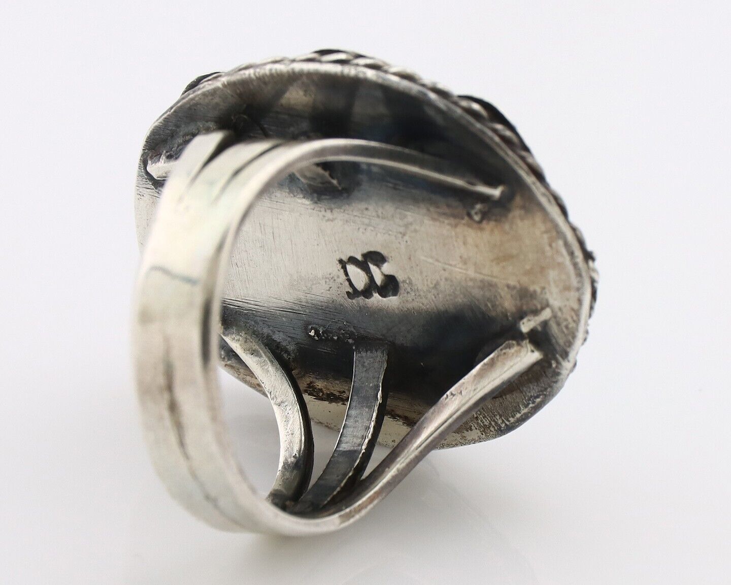 Navajo Ring 925 Silver Blue Turquoise Artist Signed DC C.80's