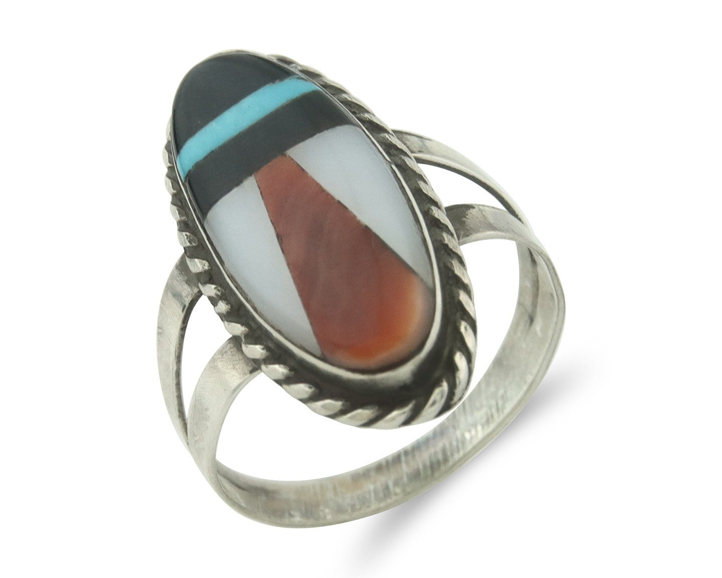 Vintage Zuni Ring 925 Sterling Silver Natural Gemstone Size 6.5