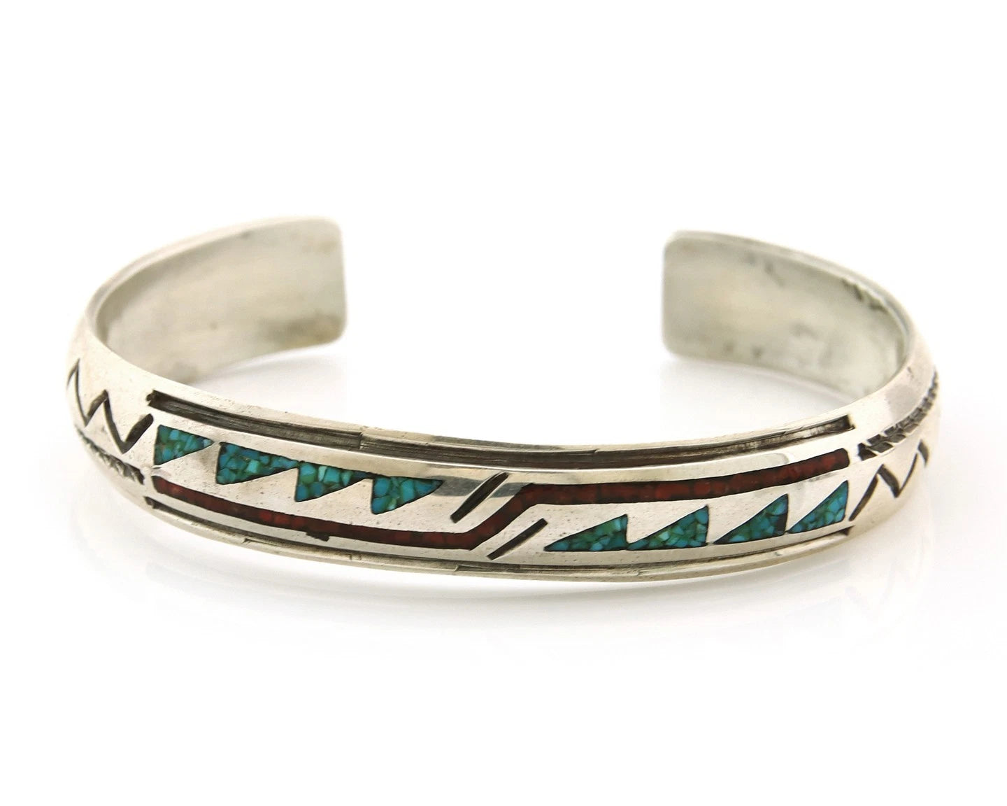 Navajo Cuff Bracelet Sterling Silver Authentic Turquoise Signed Stanley Bain