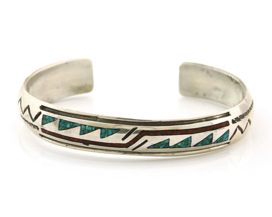 Navajo Cuff Bracelet Sterling Silver Authentic Turquoise Signed Stanley Bain