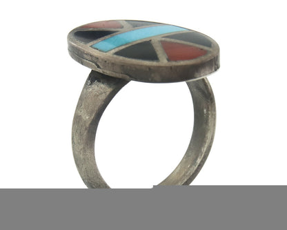 Vintage Zuni Ring Sterling Silver Authentic Gemstone Handmade Size 5.25