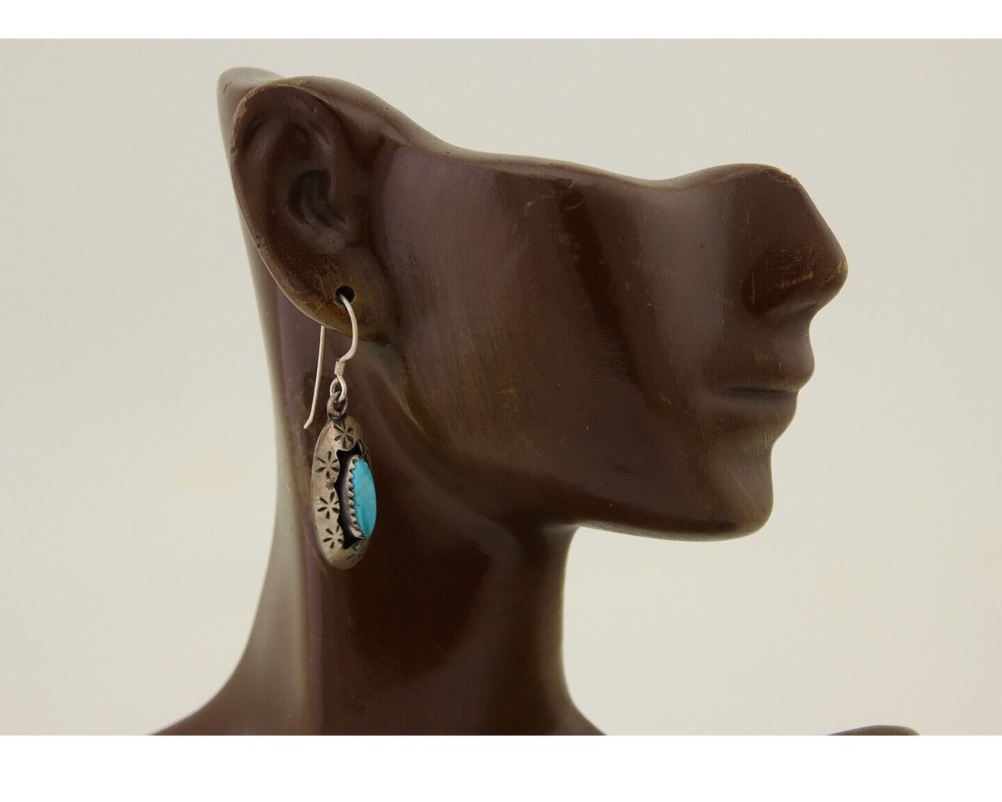 Navajo Dangle Earrings 925 Silver Natural Blue Turquoise Signed IJC C.80's