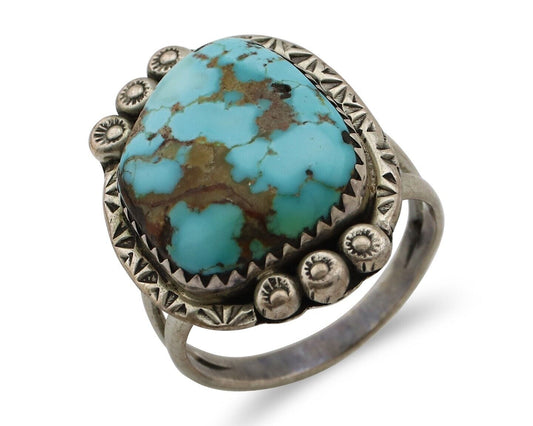 Navajo Ring 925 Silver Blue Turquoise Artist Signed Roy Buck C.80's