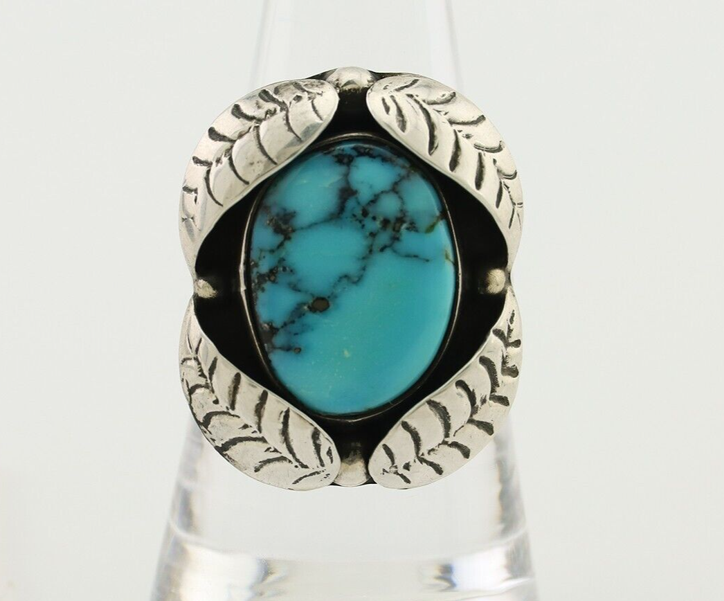 Navajo Ring 925 Silver Natural Turquoise Native American Artist C.80's