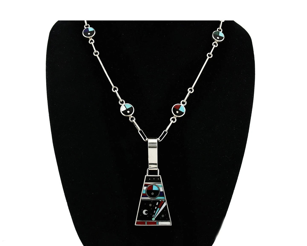 Navajo Necklace Natural Gemstone Handmade Vintage Signed H. Smith C.80's