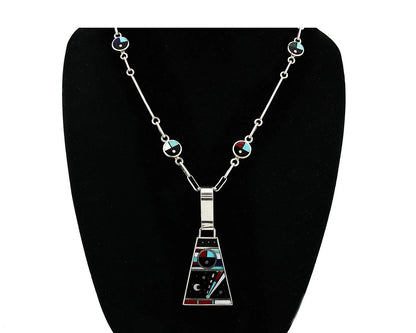 Navajo Necklace Natural Gemstone Handmade Vintage Signed H. Smith C.80's