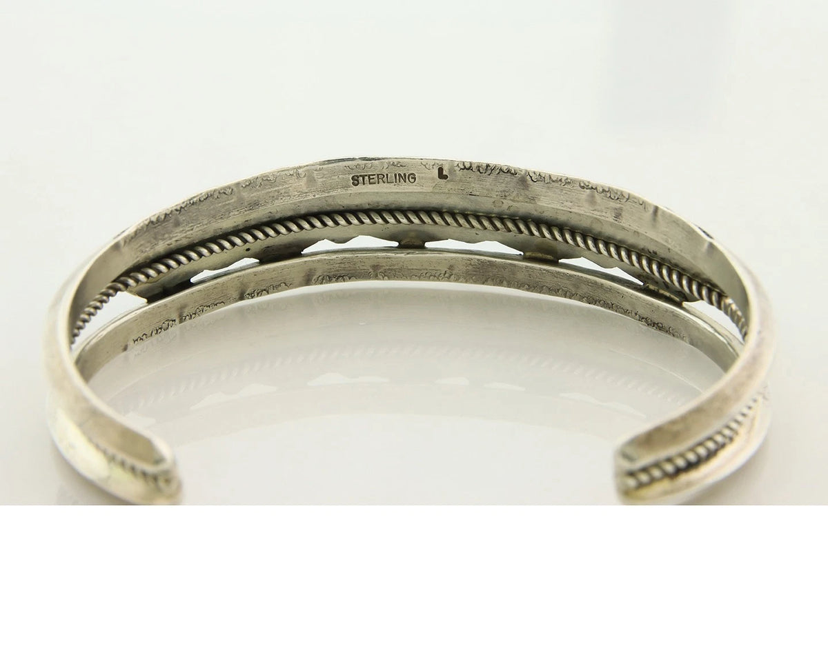 Navajo Cuff Bracelet 925 Sterling Silver Turquoise Vintage Signed Jeff Largo
