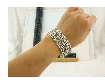 Navajo Bracelet 925 Silver Artist Signed Calvin Spencer Cuff C.80's