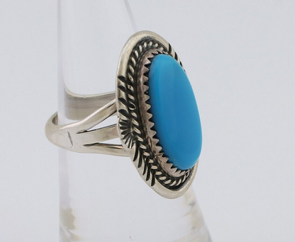 Navajo Hand Stamped Ring 925 Silver Natural Turquoise Native Artist C.80's