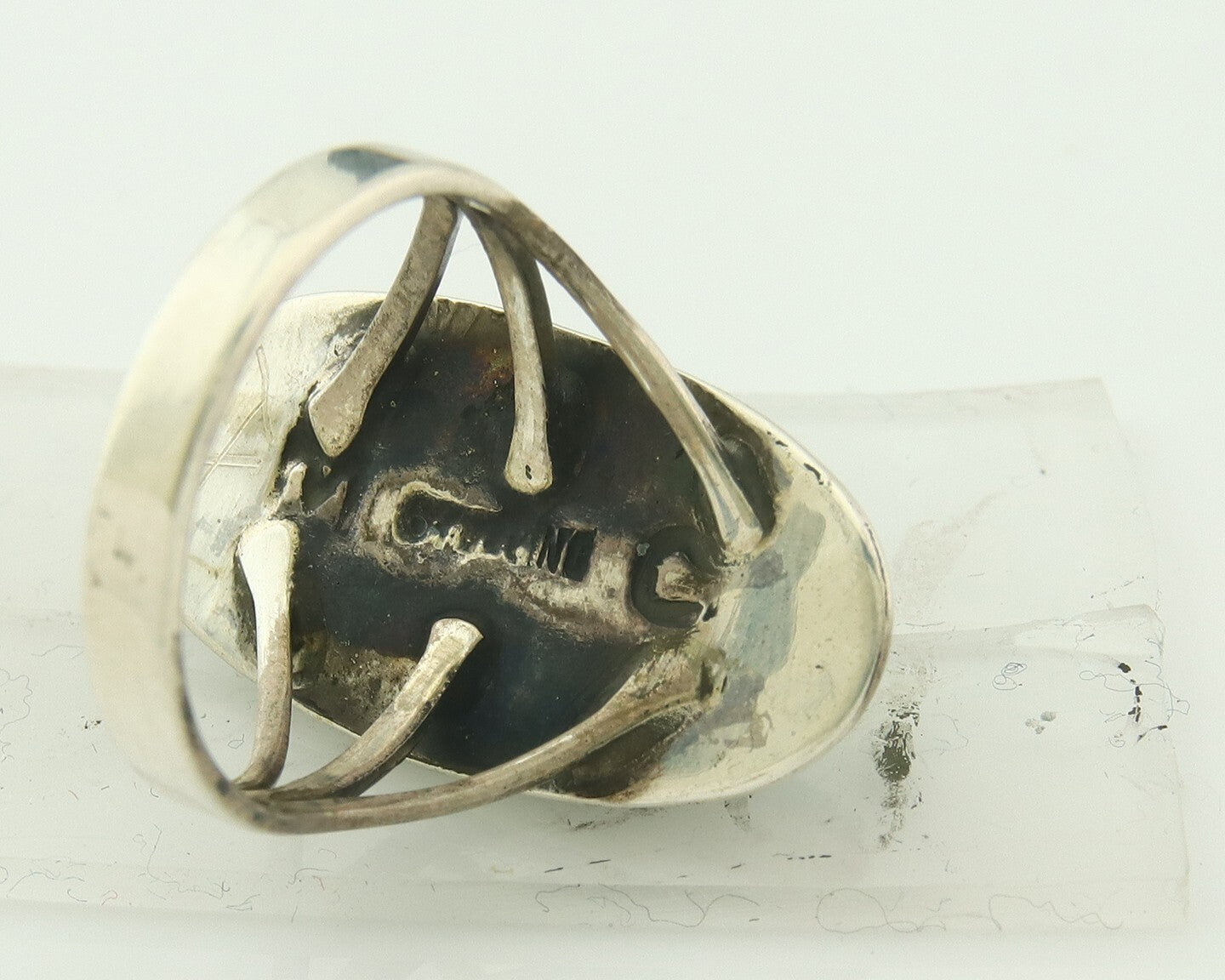 Vintage Navajo Ring 925 Sterling Silver Turquoise Handmade Signed C Size 7.25