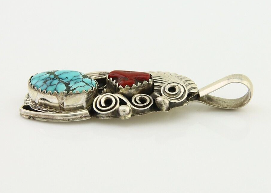 Navajo Necklace 925 Silver Spiderweb Turquoise Artist Signed Justin Morris C80s