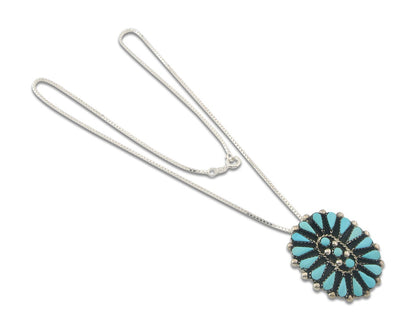 Navajo Sterling Silver Necklace Turquosie Authentic Vintage Signed Ben Yazzie