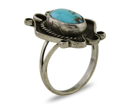 Navajo Handmade Ring 925 Silver Natural Arizona Turquoise Artist C.80's