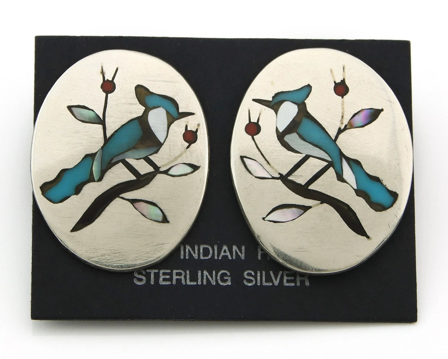 Navajo Bird Earrings Sterling Silver Vintage Hamdmade Signed BH