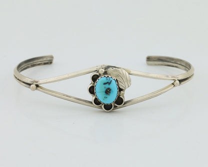 Navajo Bracelet 925 Silver Sleeping Beauty Turquoise Native American Artist C80s