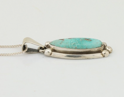 Navajo Handmade Pendant 925 Silver Turquoise Signed Sun Rise C.80's