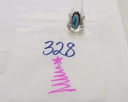 Navajo Ring 925 Silver Sleeping Beauty Turquoise Artist Signed SC C.80's