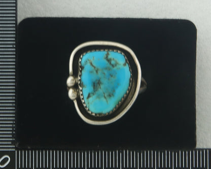 Vintage Navajo Ring 925 Sterling Authentic Turquoise Artist Signed RD Size 10