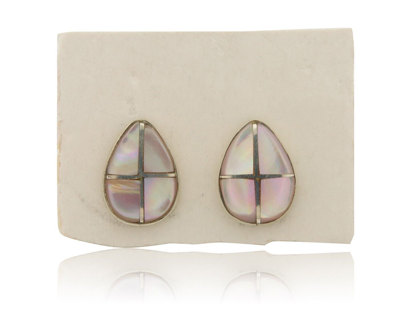 Navajo Earrings 925 Silver Pink Mussel Native American Artist C.80's