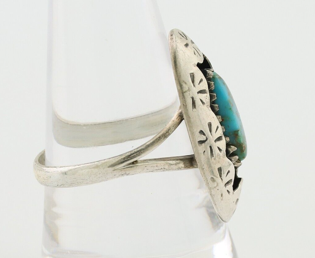 Navajo Ring 925 Silver Natural Blue Turquoise Native American Artist C.80's