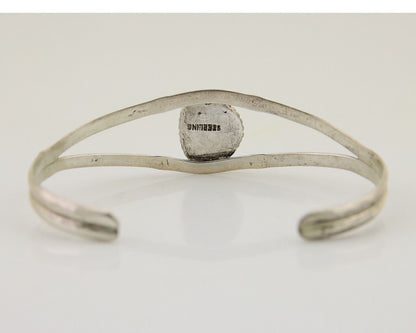 Navajo Hand Stamped Cuff Bracelet Turquoise 925 Silver Native American Artist