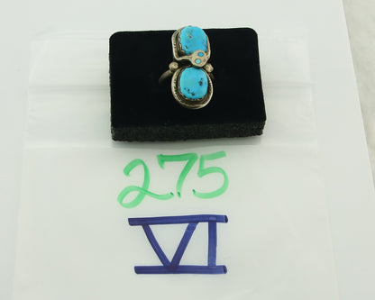 Vintage Zuni Ring 925 Sterling Silver Turquoise Signed Effie C Size 6.75