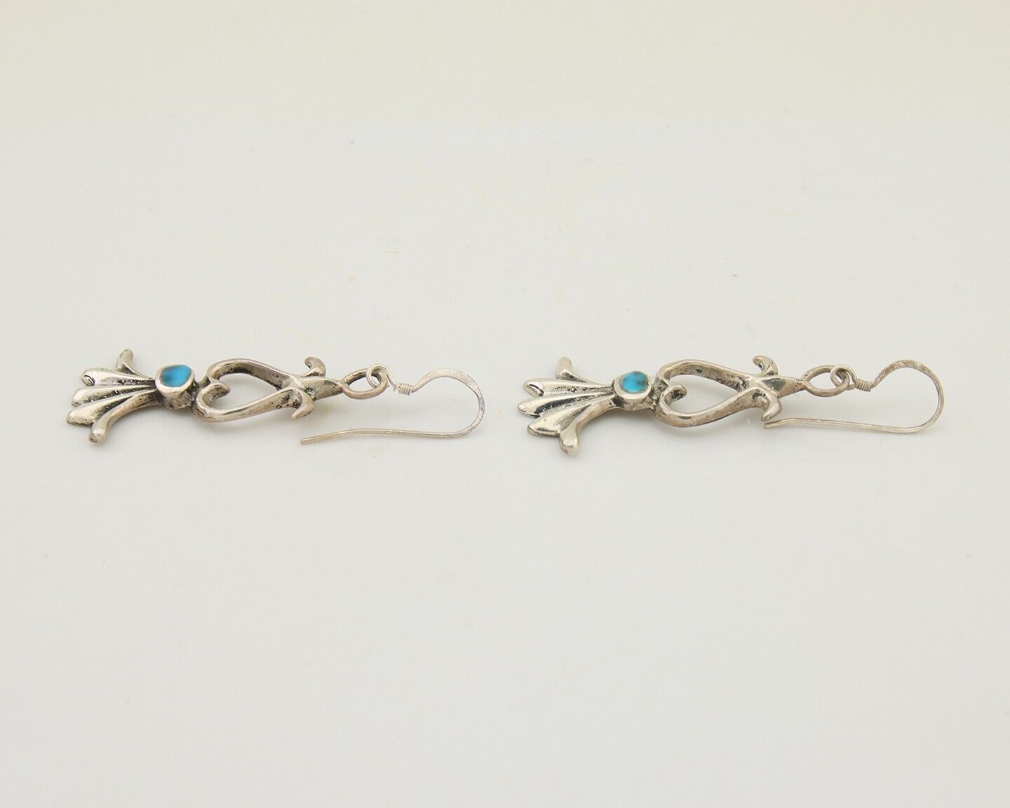Navajo Dangle Earrings 925 Silver Blue Turquoise Native American Artist C.80's
