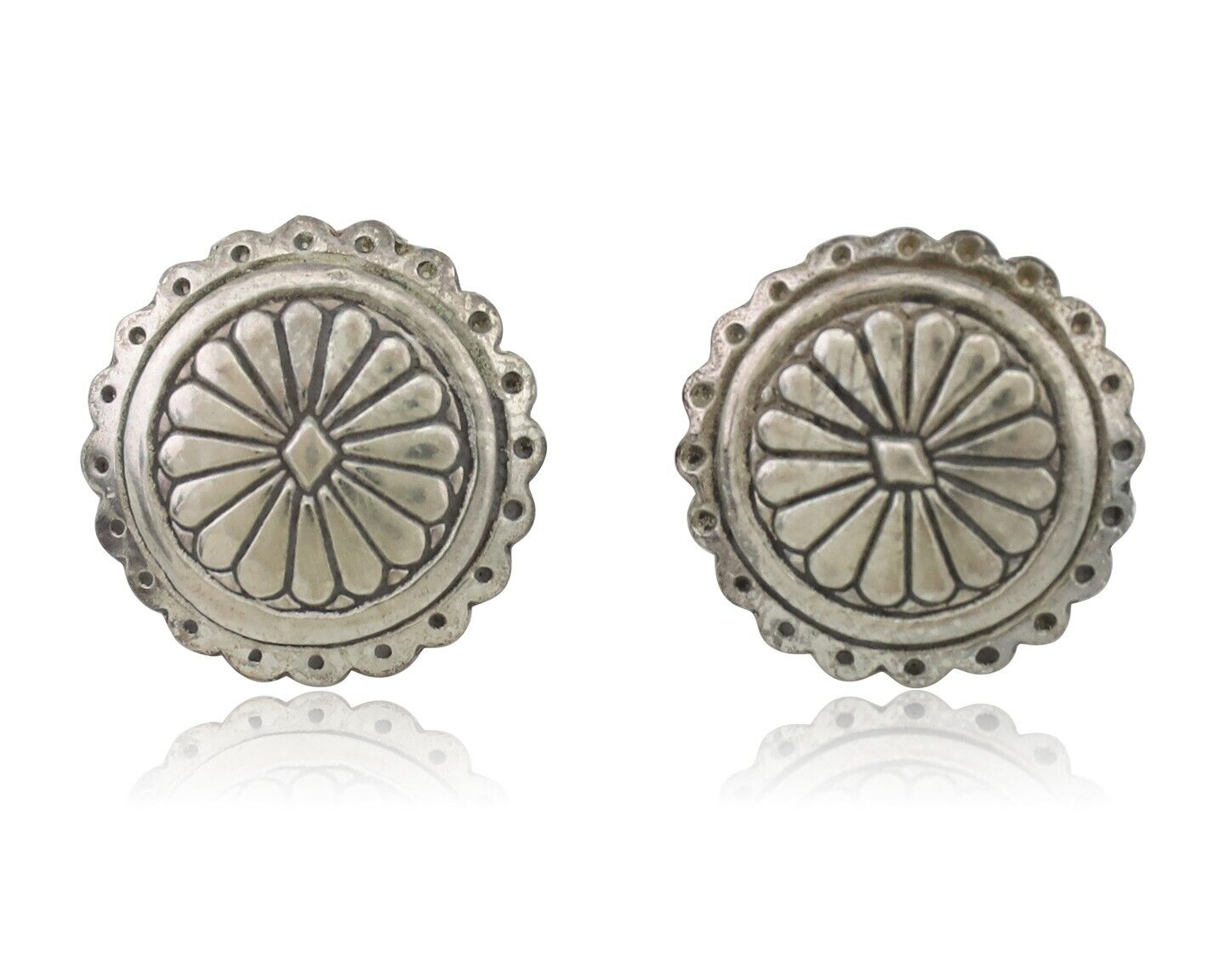 Navajo Small Shield Earrings 925 Silver Native American Artist C.80's