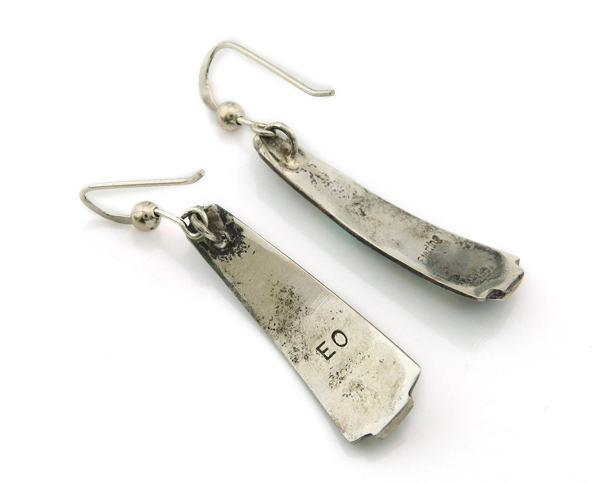 Navajo Earrings Sterling Silver Gemstones Vintage Signed EO