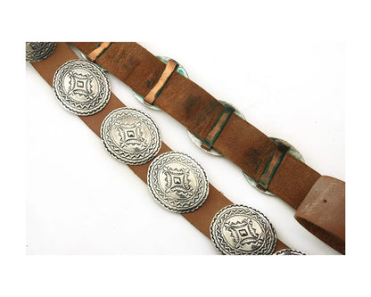 Navajo Concho Belt Sterling Silver Handmade Vintage