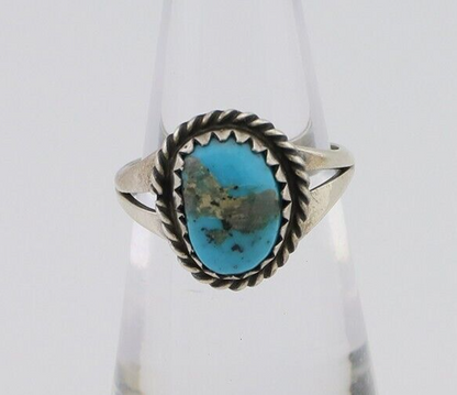 Navajo Ring 925 Silver Kingman Turquoise Native American Artist C.80's