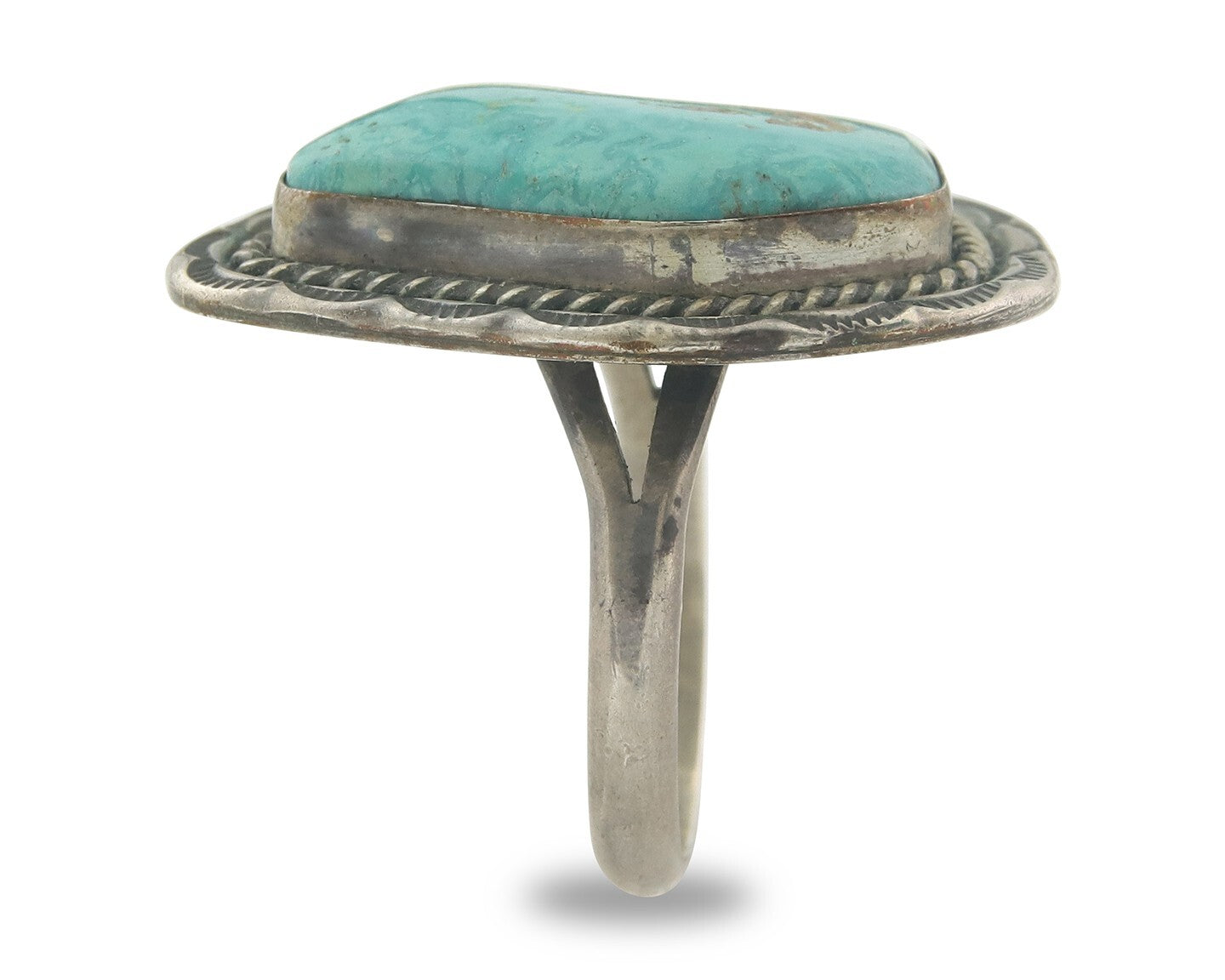 Vintage Navajo Ring 925 Sterling Authentic Traditional Turquoise Size 11