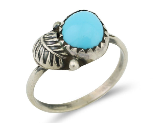 Navajo Ring 925 Silver Sleeping Beauty Turquoise Native American Artist C.80's