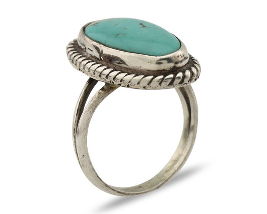 Navajo Ring 925 Silver Kingman Turquoise Artist Signed M Montoya C.80's