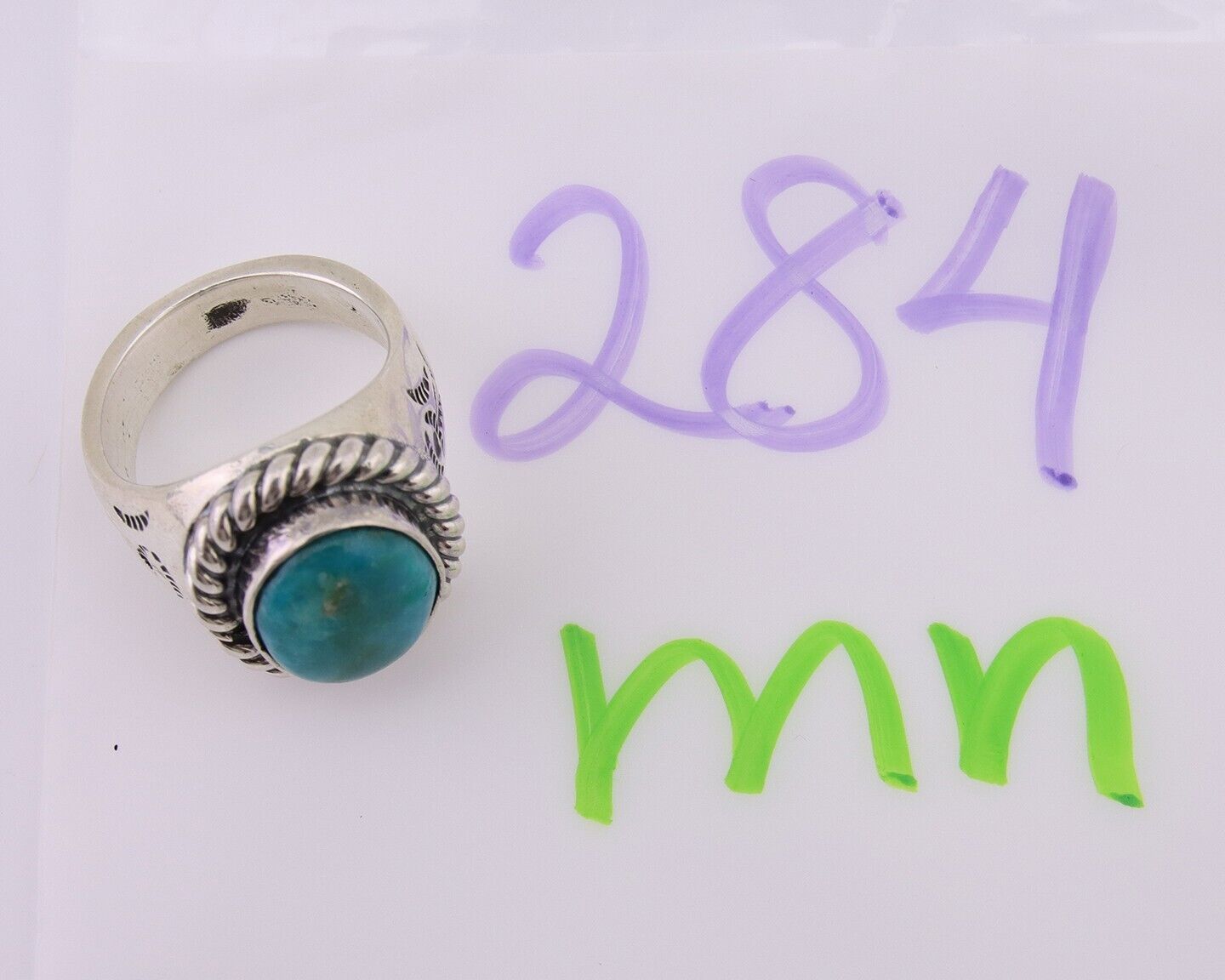 Navajo Ring 925 Silver Natural Blue Turquoise Native American Artist C.80's