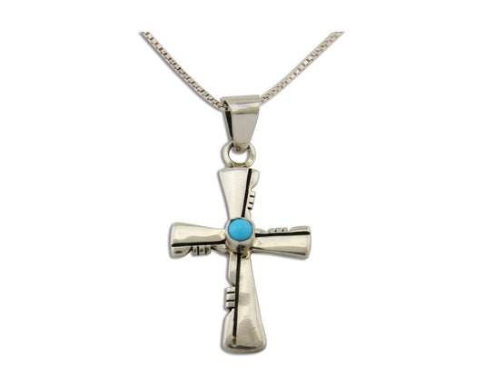 Navajo Necklace 925 Silver Natural Turquoise Native Artist Signed C.80's