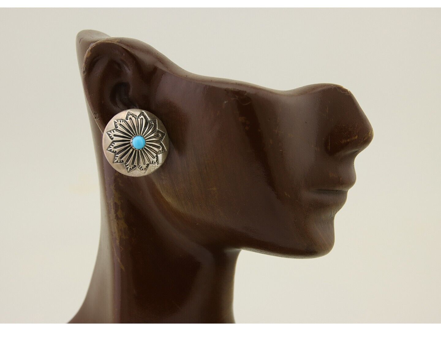 Navajo Shield Earrings 925 Silver Blue Turquoise Artist Signed SN C.80s