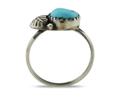 Navajo Ring 925 Silver Sleeping Beauty Turquoise Native American Artist C.80's