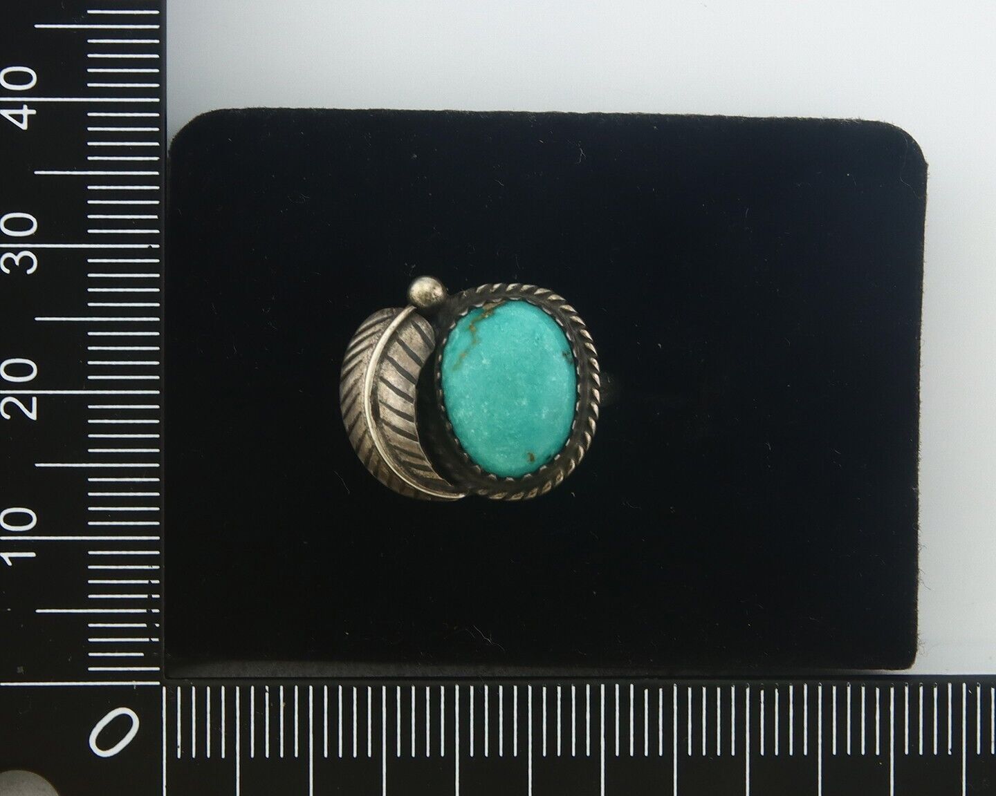 Navajo Ring 925 Sterling Natural Turquoise Native Artist C.80's Size 5.0