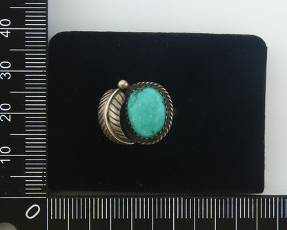 Navajo Ring 925 Sterling Natural Turquoise Native Artist C.80's Size 5.0