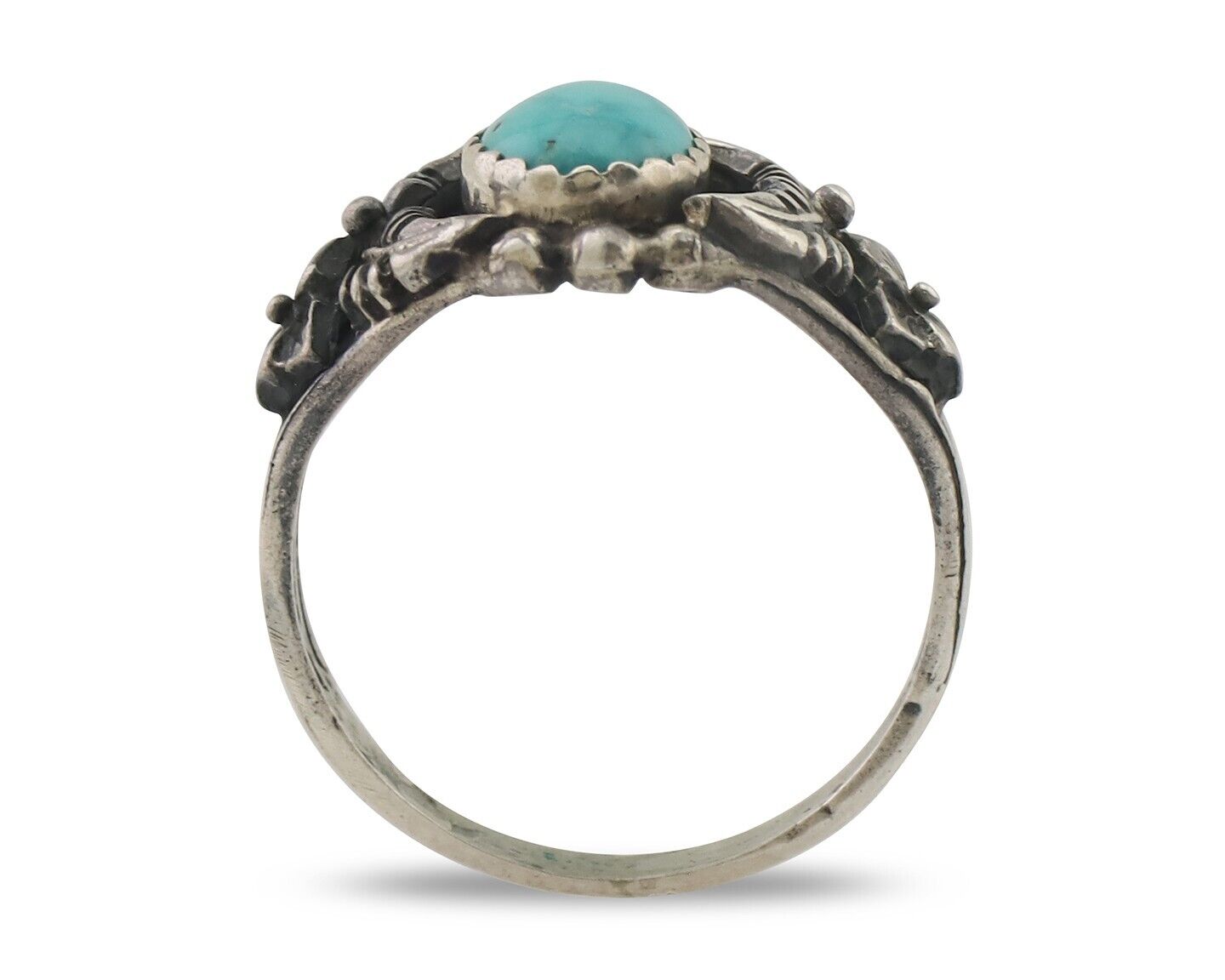 Navajo Ring 925 Silver Natural Blue Turquoise Native American Artist C.80's