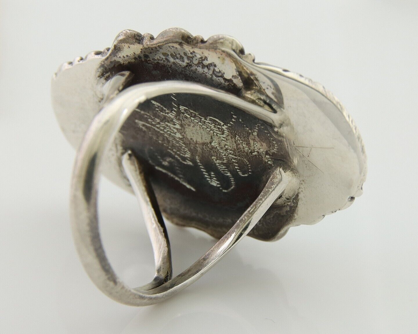 Navajo Ring .925 Silver Blue Turquoise Artist Signed Billy Eagle C.80's