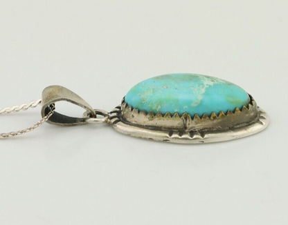 Navajo Necklace 925 Silver Kingman Turquoise Native American Artist C.90s