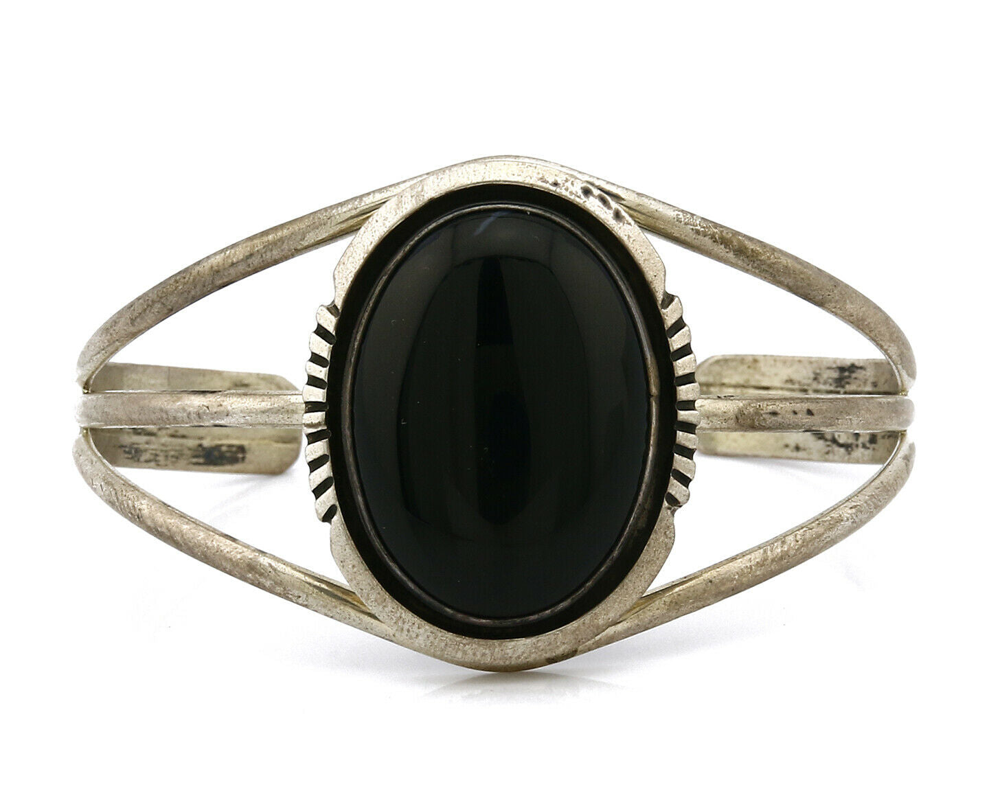 Navajo Bracelet Onyx .925 Silver W. Denetdale C.80's