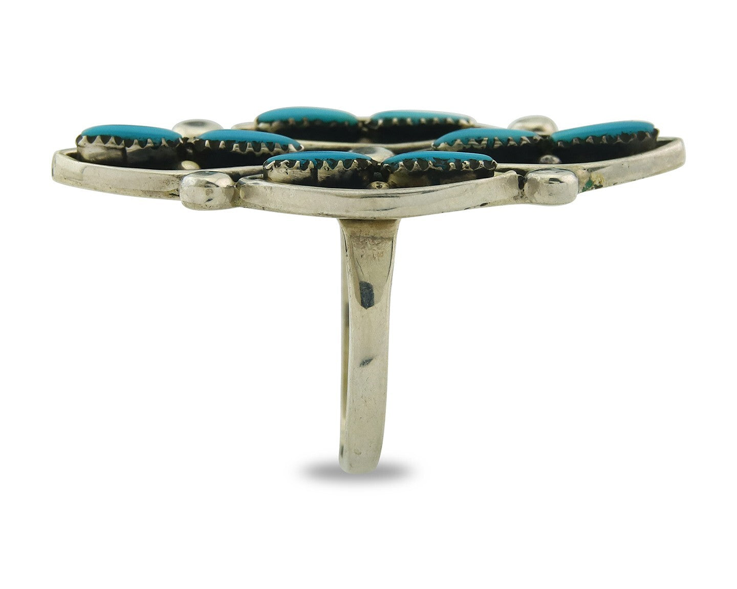 Vintage Zuni Ring 925 Sterling Authentic Natural Turquoise Native Artist Sz 7.5