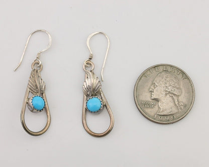 Navajo Dangle Earrings 925 Silver Sleeping B Turquoise Native Artist C.80's