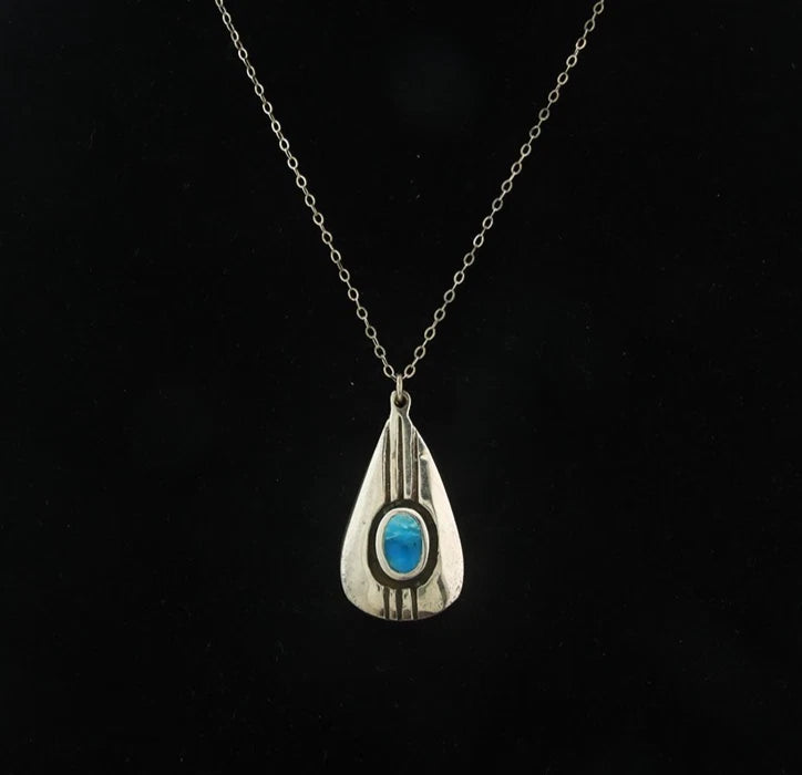 Navajo Necklace Sterling Silver Natural Blue Turquoise Vintage Handmade