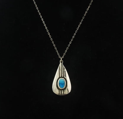 Navajo Necklace Sterling Silver Natural Blue Turquoise Vintage Handmade