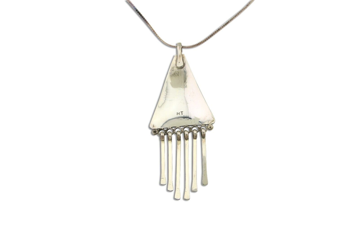 Navajo Necklace 925 Silver Natural Turquoise Artist Signed MT C.80's