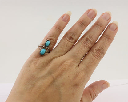 Navajo Ring 925 Silver Natural Turquoise Native American Artist C.80's